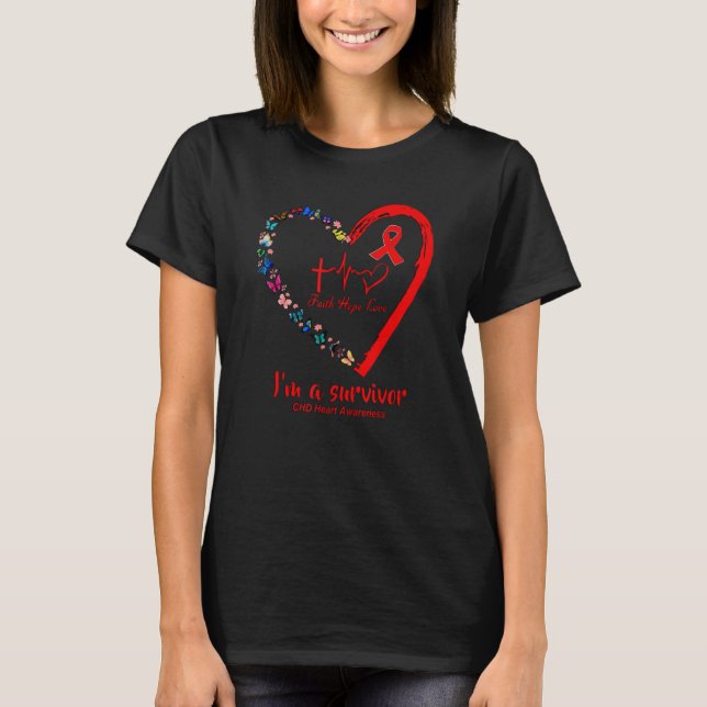 T-shirt Butterfly Heart I'm A Survivor CHD Heart Disease A (Devant)