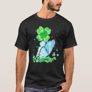 T-shirt Butterfly Holding Shamrock Stars mignon St patrick