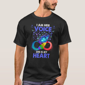 T-shirt Butterfly I Am Her Voice She Is My Heart Autism Aw