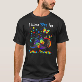 T-shirt Butterfly I Wear Blue For Autism Awareness