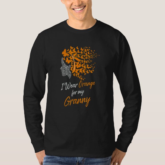 T-shirt Butterfly I Wear Orange For My Granny Leukemia Awa (Devant)