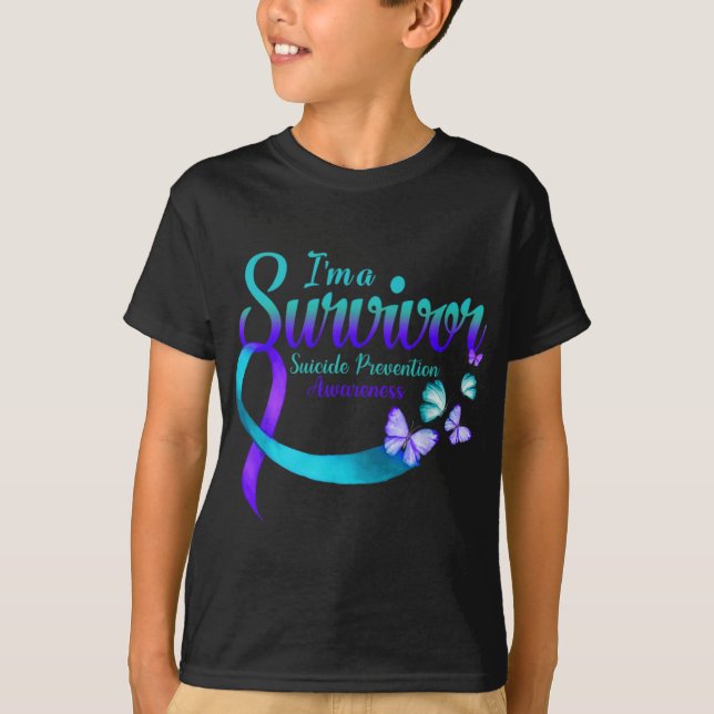 T-shirt Butterfly Im A Survivor Suicide Prevention Awaren  (Devant)
