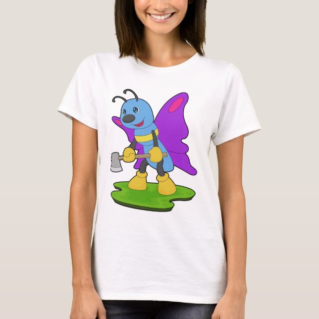 T-shirt Butterfly Lumberjack Axe Forest (Devant)