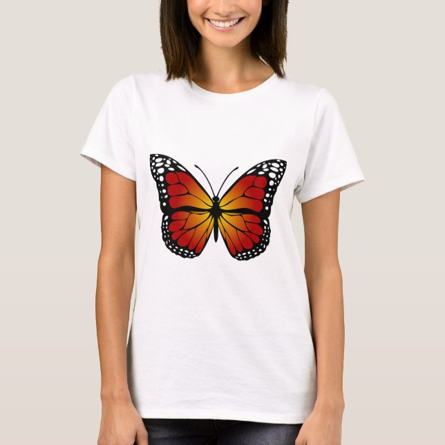 T-shirt Butterfly Monarch Abstract Artistic Line Art (Devant)