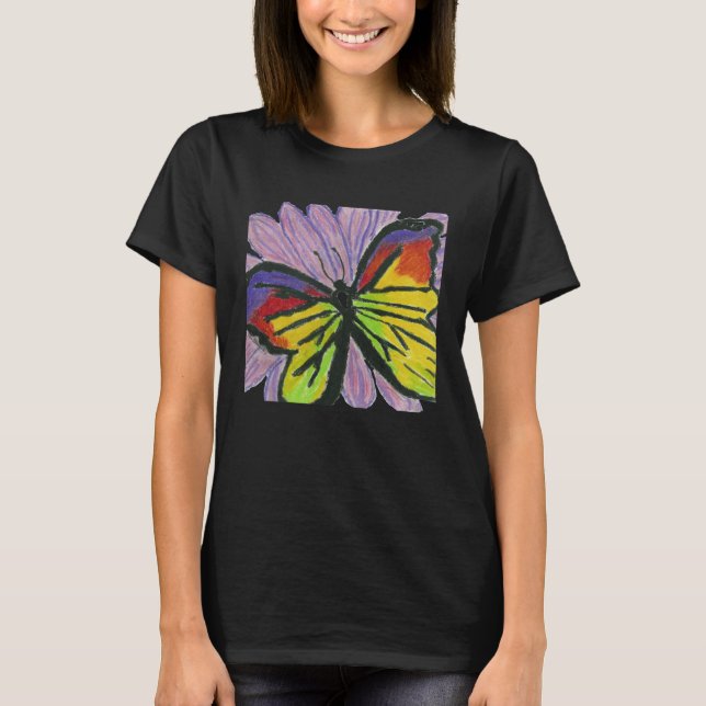 T-shirt Butterfly on a Flower Hand Drawn (Devant)