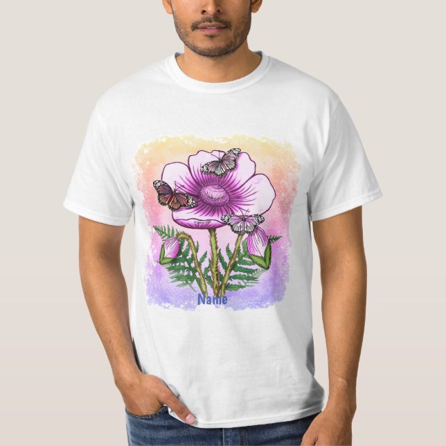 T-shirt Butterfly Pink Poppy  (Devant)