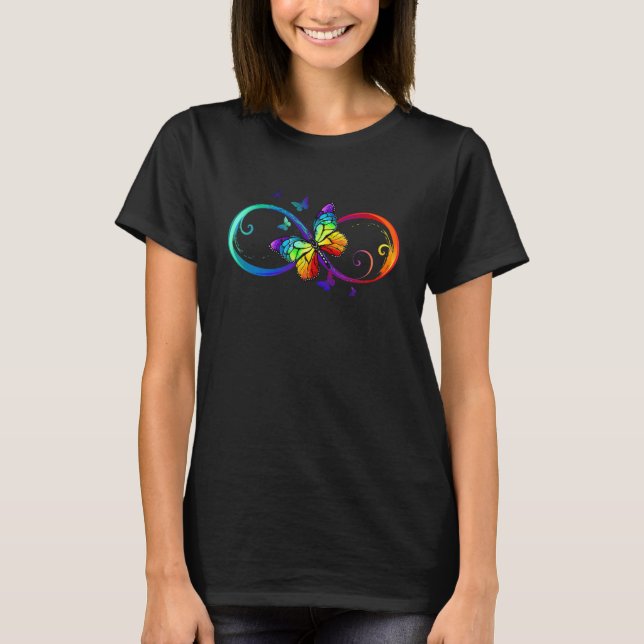 T-shirt Butterfly Rainbow infinity Symbol Sign (Devant)