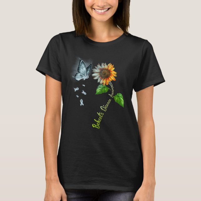 T-shirt Butterfly Sunflower Behcet s Disease Awareness (Devant)