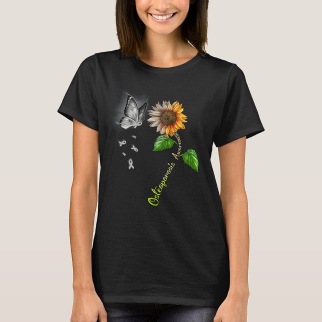 T-shirt Butterfly Sunflower Osteoporosis Awareness (Devant)