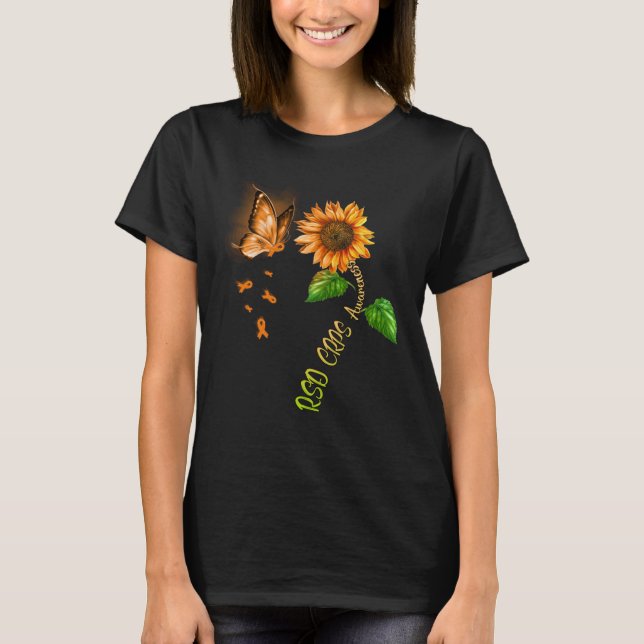 T-shirt Butterfly Sunflower RSD CRPS Awareness (Devant)