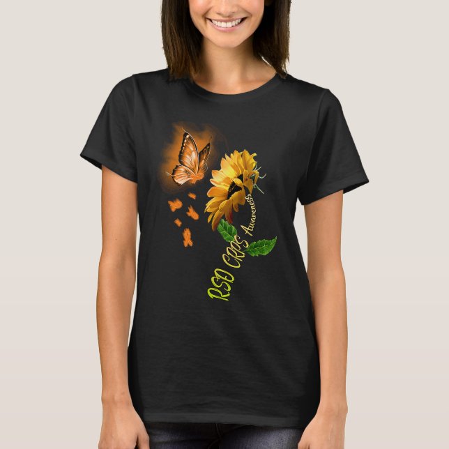 T-shirt Butterfly Sunflower RSD CRPS Awareness (Devant)