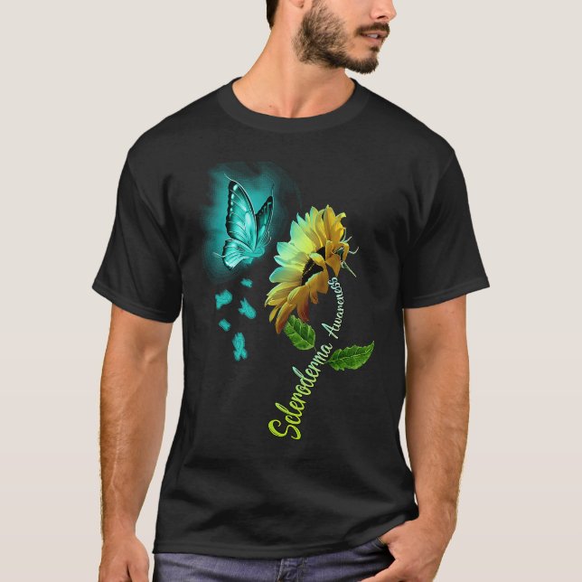 T-shirt Butterfly Sunflower Scleroderma Awareness (Devant)