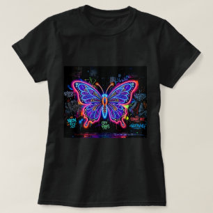 T-shirt Butterfly Tees Co. Chemise Papillon Néon 0047791