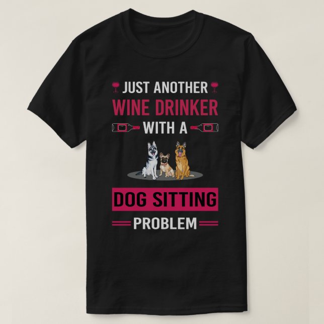 T-shirt Buveur de vin chien assis (Design devant)
