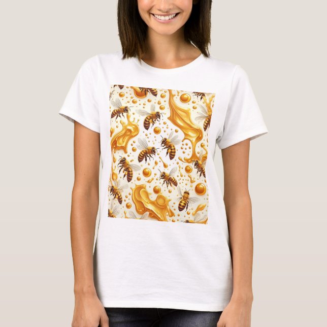 T-shirt Buzz & Drip – Seamless 8K Honey Bee Pattern with G (Devant)