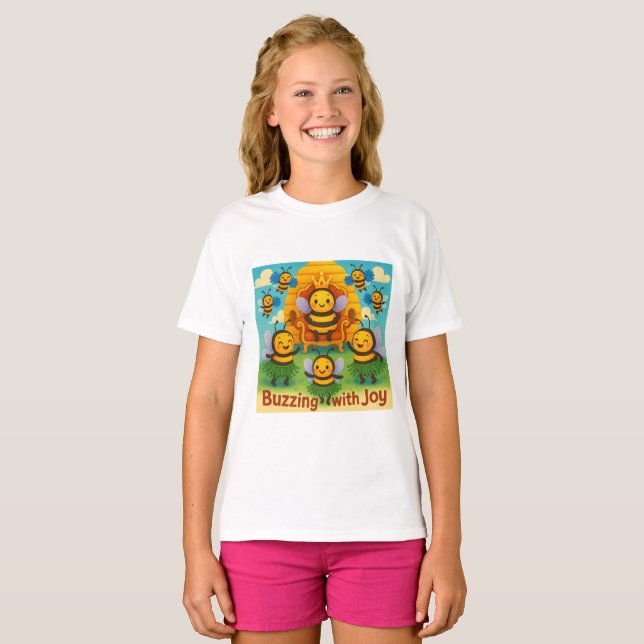 T-shirt Buzzing with Joy - Célébration du royaume des abei (Devant entier)