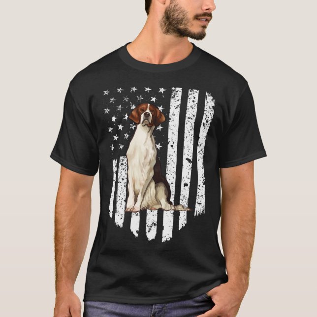 T-shirt BW American Flag Irish Red and White Setter 4th Of (Devant)