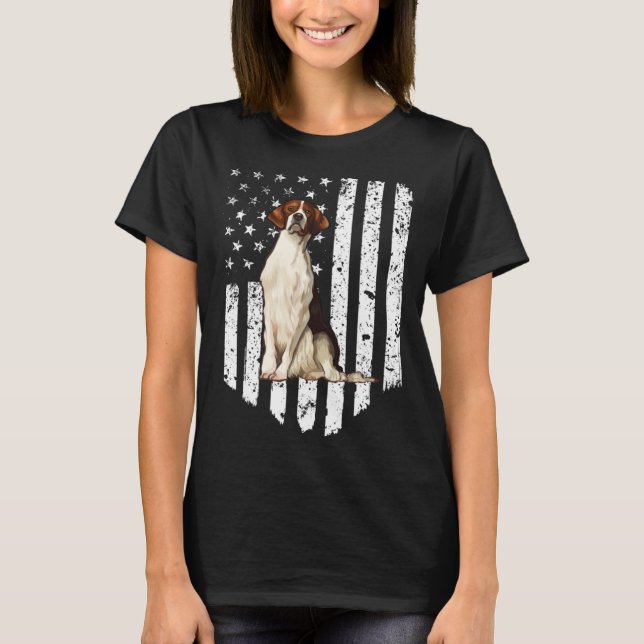 T-shirt BW American Flag Irish Red and White Setter 4th Of (Devant)