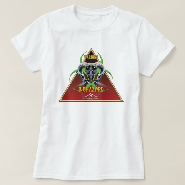 T-SHIRT BW ! AVERTISSEMENT BIOHAZARD ! CRÂNE (Design devant)
