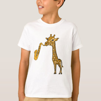 T-shirt BW - Giraffe Jouer Chemise Saxophone