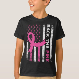T-shirt Byck Pink Ribbon American Flag Cancer du sein A