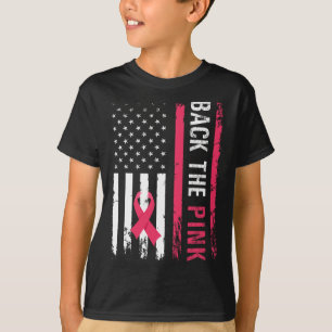 T-shirt Byck Pink Ribbon American Flag Cancer du sein A