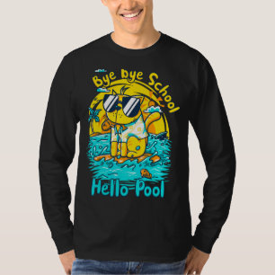 T-shirt Bye Bye School Hello Pool Beach Chat Dernier Jour