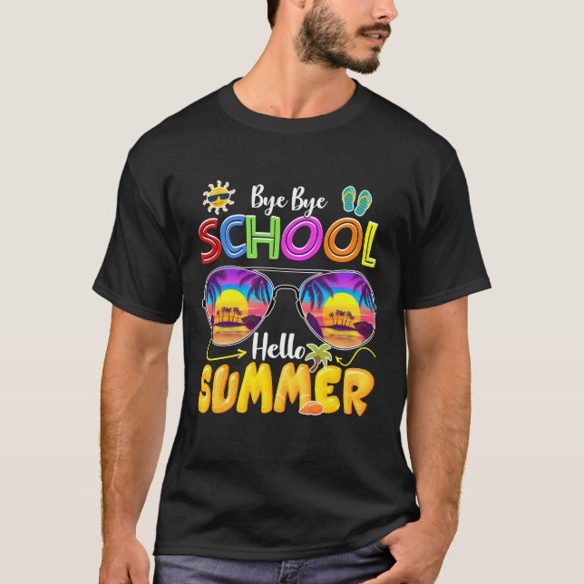 T-shirt bye bye school hello summer (Devant)