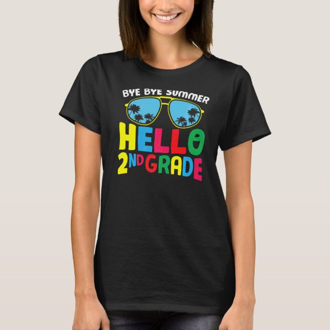 T-shirt Bye Bye Summer Hello Second Grade Mignonne 2e Grad (Devant)