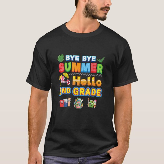 T-shirt Bye Goodbye Summer Bonjour Enseignant 2E Année Ret (Devant)
