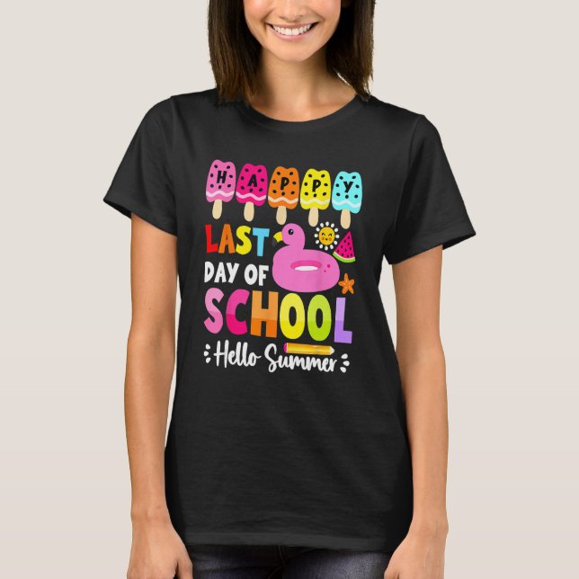 T-shirt Bye School Hello Pool Summer Beach Joyeux Dernier  (Devant)