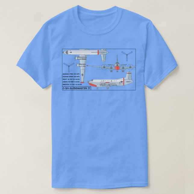 T-shirt C124 Globemaster II American go Diagrammes de plan (Design devant)