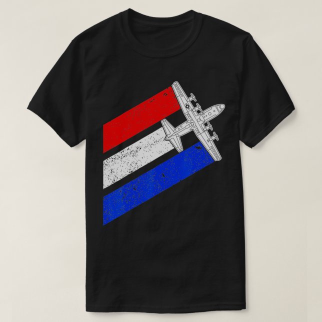 T-shirt C130 Hercules Gunship USA Drapeau avion C130 4e O (Design devant)