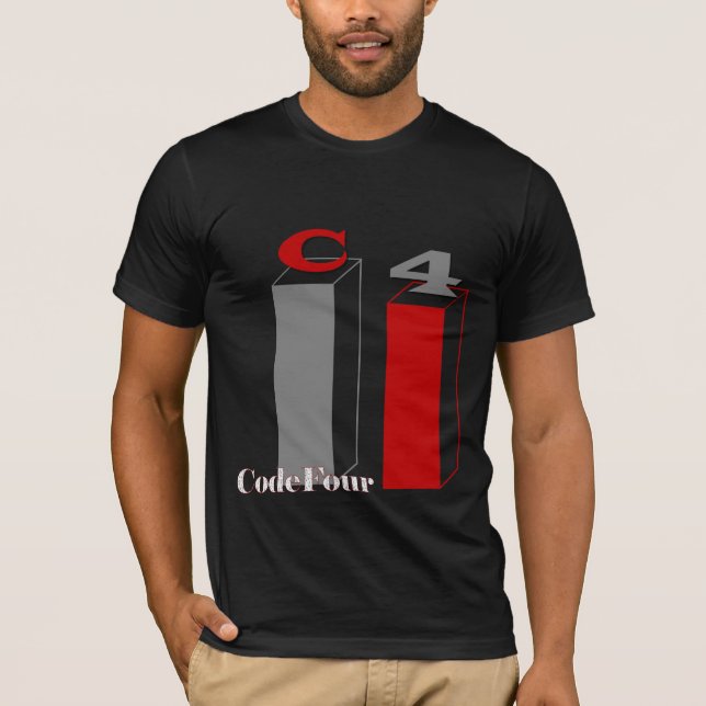 T-shirt C4 les boîtes, CodeFour numérote le rouge (Devant)