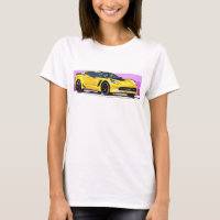 C7 Corvette jaune Sportscar avec bande rose