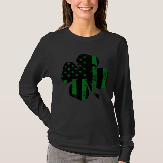 T-shirt C American Flag St Patrick s day Shamrock green bl (Devant)