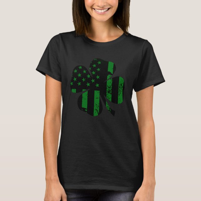 T-shirt C American Flag St Patrick s day Shamrock green bl (Devant)