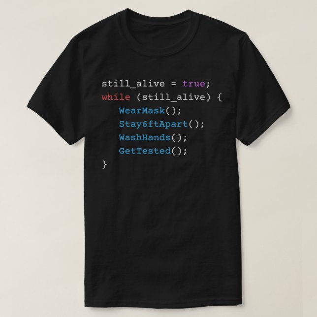 T-shirt C Année de programmation 2020 Toujours Code vivant (Design devant)