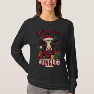 T-shirt C drôle de Noël Vache Highland Cloche à grelot Vin