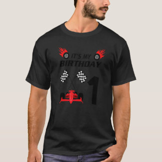 T-shirt C`est mon anniversaire 1 voiture Racer thème Anniv