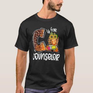 T-shirt C Is For Counselor Leopard Pumpkin Fall Thanksgivi