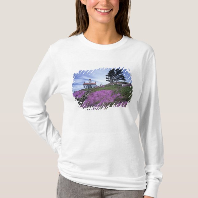 T-shirt CA, Crescent City, phare de Battery Point avec (Devant)