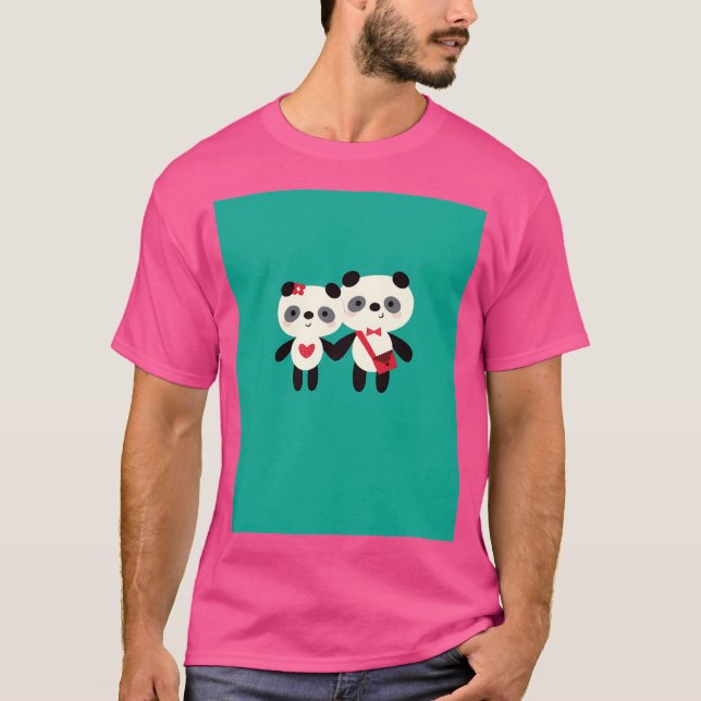 T-shirt Ça doit être l'amour - Preppy Pandas (Devant)