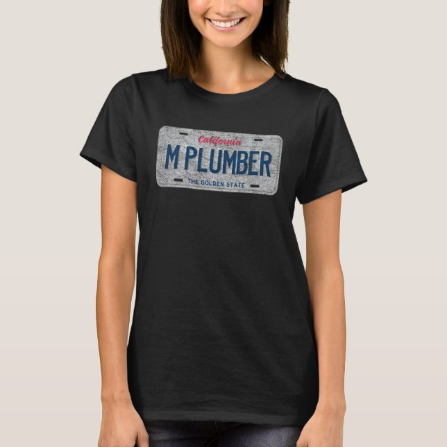 T-shirt CA State Vanity License Plate M PLUMBER (Devant)