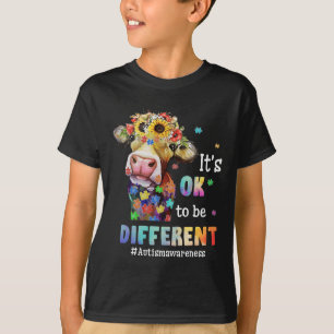 T-shirt Ça va d'être différent Heifer Cow Puzzle Autisme A