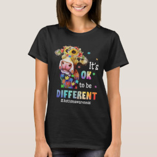 T-shirt Ça va d'être différent Heifer Cow Puzzle Autisme A