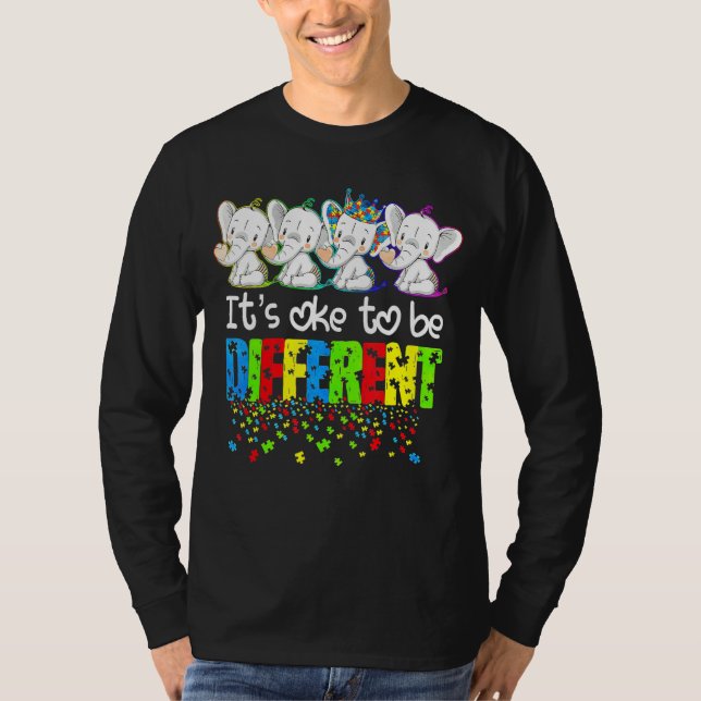 T-shirt Ça va être différent Puzzle Elephant Autism Awa (Devant)
