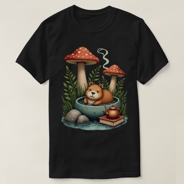 T-shirt Cabane Capybara Maison de Champignon de Source The (Design devant)