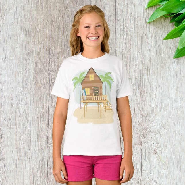 T-shirt Cabane de plage tropicale planches de surf et palm (Créateur téléchargé)