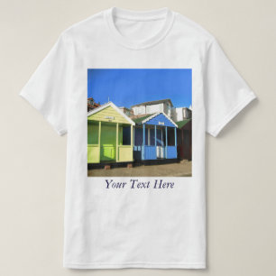 T-shirt Cabanes de plage bleu ciel anglais photo de bord d